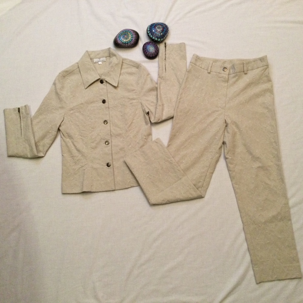 3 Vintage Current 2 Piece S Fitted Stretch Jacket & Capri Outfit + 1 NWT Pants